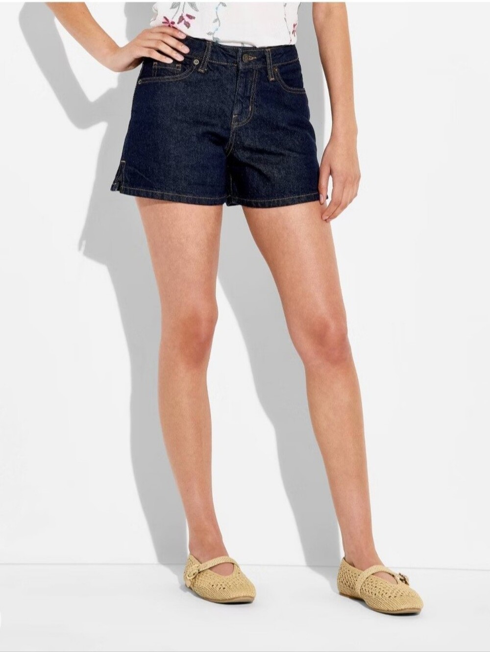 Women's Mid-Rise Midi Denim Shorts - Wild Fable Rinse Wash 6
